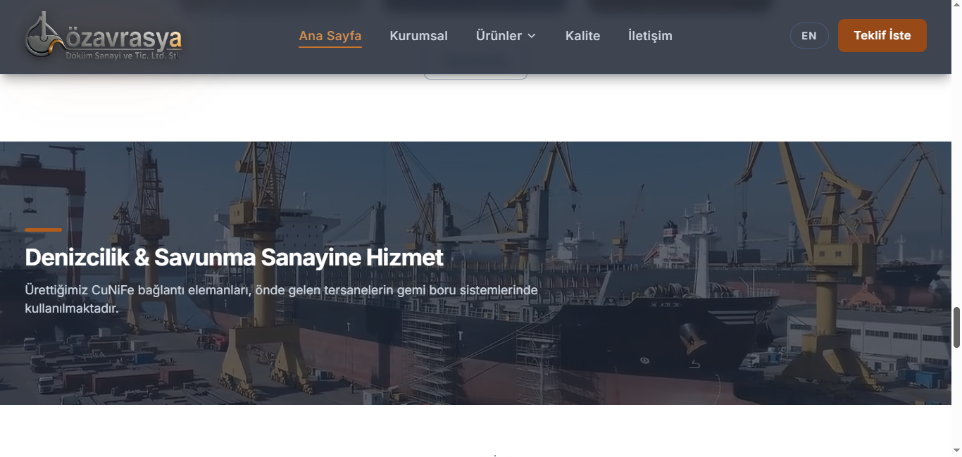 Özavrasya. Denizcilik ve savunma sanayine hizmet.